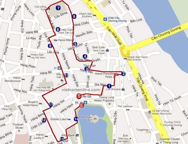 האנוי, המקומות של עניין על המפה